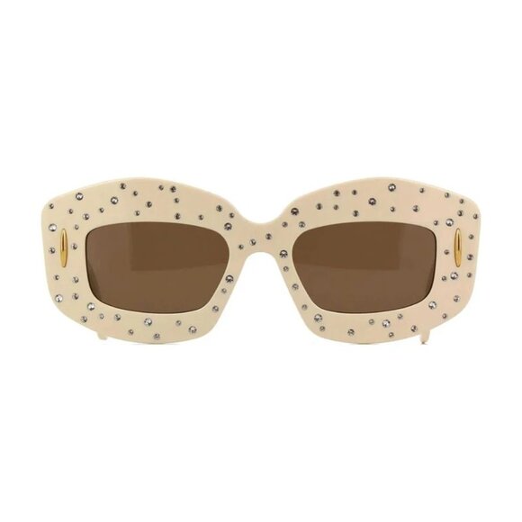NEW LOEWE SUNGLASSES IVORY BROWN WOMEN EYEWEAR LOEWE LW4114IS 25E - Picture 2 of 4